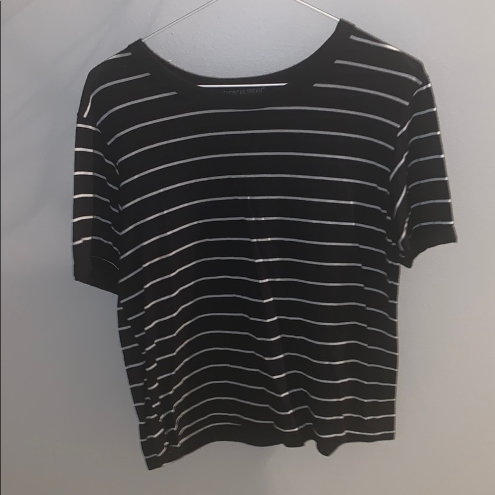 American Dream black and white striped crop top